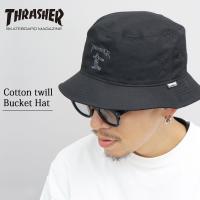 THRASHER GONZ スラッシャー マークゴンザレス ハット バケットハット メンズ シンプル black ワンポイント 無地 コットン ツイル | A.M.S.