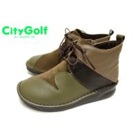 City Golf by madras GFL20119 幅広 4E ゆったり足入れのアウトステッチ製法 カジュアルブーツ ダークカーキ | calzatureエーワン