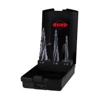 RUKO スパイラルステップドリル 3本セット ハイス ルナテックコーティング 101087PRO (63-9351-17) | A1 ショップ 休業日土日・祝日