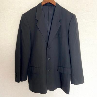 【美品】Papas　パパス　Pコート　レザー　ウール　ネイビー　L 美品】Papas パパス Pコート レザー ウール ネイビー L