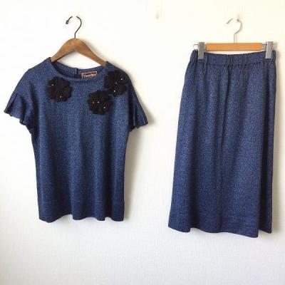 斎藤都世子　ニット　濃紺ドット　上着裾フレアー　スーツ　新品 斉藤都世子 商品一覧 - アクイールヤフーショップ - 売れ筋通販