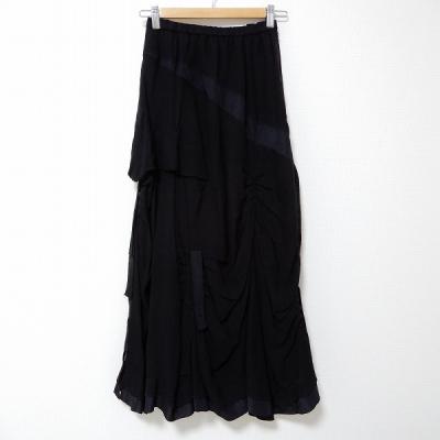 EIKO KONDO　エイココンドウ　ロングコート　ストライプ　フリル　ブラック わたしだけの美学】美品 エイココンドウ EIKO KONDO ロング