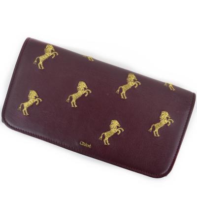Chloé リトルホース 三つ折り財布 バーガンディ Chloé リトルホース 三つ折り財布 バーガンディ