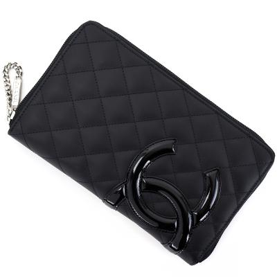 CHANEL シャネル カンボンライン ラウンドファスナー長財布 黒の