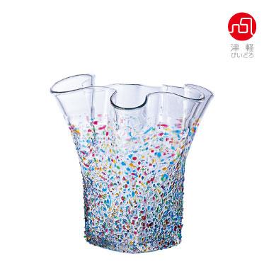 【新品•未使用】津軽ビードロ　花器(花あかり)最終価格! 津軽びいどろ 花びん 弘前桜 花あかり 黒重ね花器 | 華やかな