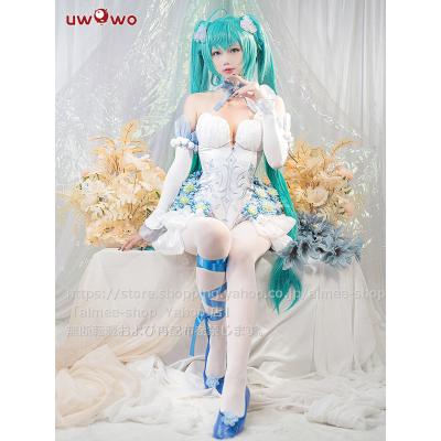 Uwowo 初音ミク白いバニーガールコスプレ衣装ウィッグ・靴追加可