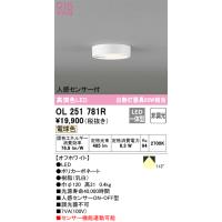 小型シーリング 人感センサーON-OFF型 調光器不可 電球色 OL251781R オーデリック | アイピット(インボイス対応店)