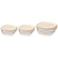 耐熱ガラス製保存容器 3個セット 250ml×2個/600ml×1個 オフホワイト KST-2012-OW tw 保存容器 耐熱 ガラス フードコンテナ レンジ 冷凍 日本製 | あいるヤフー店