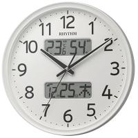 リズム時計　電波掛時計/フィットウェーブリブA03　カレンダー　温湿度計　白　8FYA03SR03(取） | アットマークジュエリー