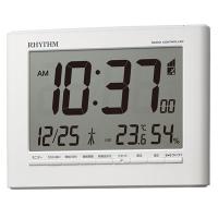 ●リズム時計　デジタル電波掛時計 置時計 掛置兼用/フィットウェーブD203 電子音 アラーム付 カレンダー 六曜 温湿度表示 シンプル 8RZ203SR03 | アットマークジュエリー