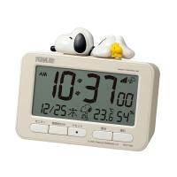 リズム/フィギュア付 スヌーピー SNOOPY/電波デジタル目覚まし時計 キャラクター ウッドストック ベージュ 8RZ235MS38 | アットマークジュエリー