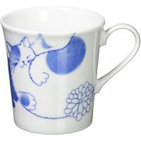 セラミック藍 のほほん猫 マグカップ そら サイズ:約φ8.8 H9.3 23190 | KENちゃんSHOP2