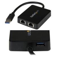 スターテック USB32000SPT USB 3.0-2ポートGigabit Ethernet LANアダプタ ブラック | あきばおー ヤフーショップ
