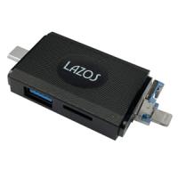 【メール便選択可】Lazos L-MCR-L マルチカードリーダー Lightning Type-C USBプラグ | あきばおー ヤフーショップ