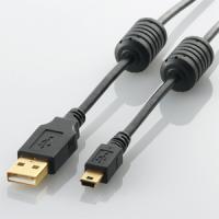 USB2.0ケーブル/A-miniBタイプ/フェライトコア付/5m/ブラック U2C-MF50BK | あきばおー ヤフーショップ