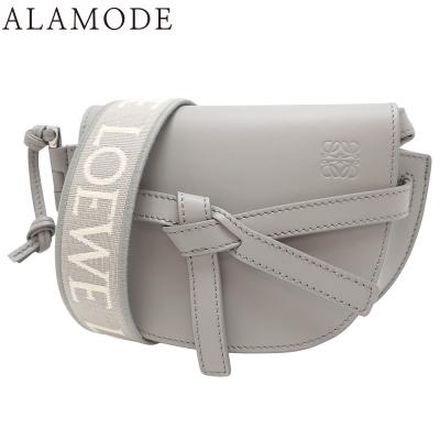LOEWE(ロエベ) ゲートデュアル バッグ ミニ ショルダーバッグ 肩掛け 斜め掛け クロスボディバッグ リボン ソフトカーフ ジャガード グレー シルバー金具 A650N46X13 レディース 40802158343【中古】【アラモード】 LOEWE（ロエベ） ゲートデュアル バッグ ミニ ショルダーバッグ 肩掛け