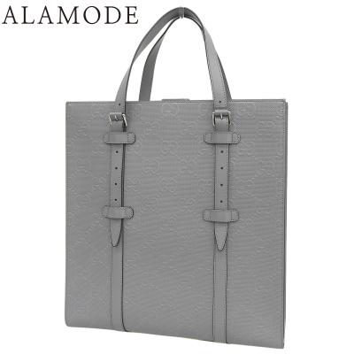 GUCCI(グッチ) GGエンボス トートバッグ 肩掛け 2WAY レザー グレー シルバー金具 700421 メンズ 40802181938【中古】【アラモード】 GUCCI（グッチ） GGエンボス トートバッグ 肩掛け 2WAY レザー グレー