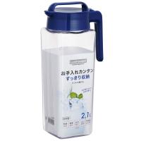 岩崎工業 スクエア ピッチャー 冷水筒 耐熱 縦横置き 2.1L 幅15.1×奥行10.4×高さ30.2cm マリンブルー K-1298 M | ALMON