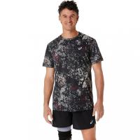 アシックス メンズ 陸上/ランニング 半袖Tシャツ グラフィックプリント半袖シャツ ALL OVER PRINT SS TOP 2011C930 : ブラック asics | アルペングループヤフー店