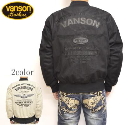 美品】バンソンVSE25102W バイクウェア MA-1 グレー/ホワイト L VANSON 