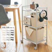 ワゴン デスク下収納 スリム 3段 幅43 キャスター付き ストッパー デスクワゴン サイドワゴン ラック デスク横 収納 ブラック グレー 白 ホワイト GC-P76