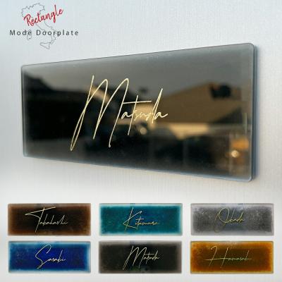 Ribon★(◕ᴗ◕✿)♥＊コンクリート背景アクリル表札＊４５度斜めカット コンクリート・ペイント調アクリル表札＊透明4辺45度斜め