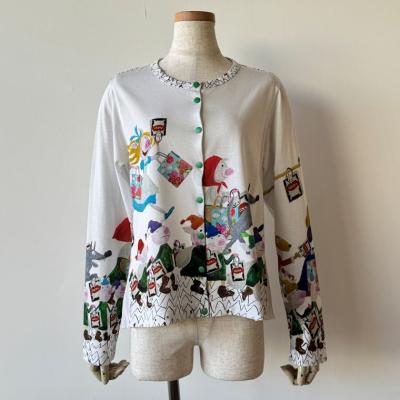 ALBEROBELLO アルベロベロ　ロングコート　花柄毛糸アップリケ　刺繍　F アルベロベロ(Alberobello) 2025 Winter Collection ◾️ ハンドメイド