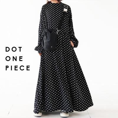 CPG ドット柄 ワンピース Mサイズ 二重織ガーゼデニムドットワンピース(ワンピース) | GIANNI LO