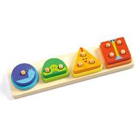 知育玩具 1歳 はめ込みパズル 赤ちゃん 木製パズル 動物 木のおもちゃ ブロック 18か月 DJECO 1234 ベーシック (DJ06203) | aobashop