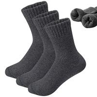 靴下 メンズ 冬 防寒 厚手 ウールソックス 冬用 58％メリノウール  極暖 消臭 抗菌 11℃昇温可能 3足組セット（第三世代-グレー） | aobashop