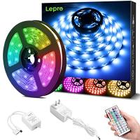 Lepro LEDテープライト 非防水 RGB 高輝度 調光調色 ledテープ 12v 切断可能 明るいライト 間接照明 室内装飾用 テープライト (5メートル) | APMストア