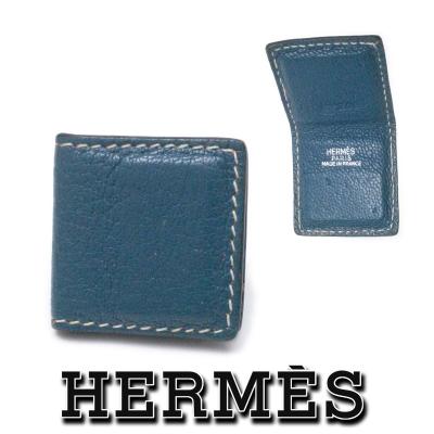 HERMES 【美品】エルメス マネークリップ 紺青 レザー