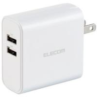 ELECOM EC-AC03WH スマホ充電器 USB充電器 USBポート×2 コンパクト 2台同時充電 スマホ タブレット ホワイト | XPRICE Yahoo!店