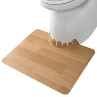 Sanko サンコー ずれない トイレマット 拭ける 床汚れ防止 ショート ベージュ ウッド 55×43cm おくだけ吸着 日本製 KV-15 | apricotgood-store