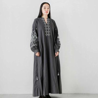 美品☆ヌキテパ ワンピース 刺繍 ガウン リネン リボンベルト 2way