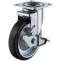 RJ2-S型 自在車・ストッパー付 100mm ゴム(鋼板ホイル) ※受注生産品 ユーエイキャスター RJ2-100WS-P | 大工道具・金物の専門通販アルデ