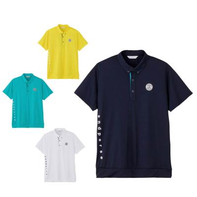 【美品】アンパスィ　ボタンダウン　ポロシャツ アンパスィ 半袖ポロシャツ ネイビー ドット ボタンダウン メンズ M