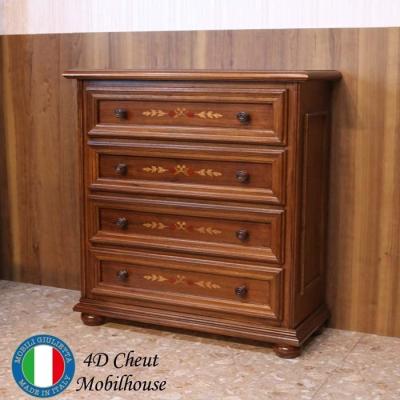 専用 イタリア 4段チェスト 象嵌 木製 完成品 ブラウン タンス 5039】イタリア製象嵌4段チェスト - クインシーズ（☆ロココ調