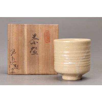 N164 水指 『宮島焼』『川原圭斎造』『広口水指』 共箱 茶道具