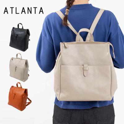【未使用級】Ⅿ+ ATLANTA　アトランタ　レザー　リュック　シボ革　ブラック 本革スクエアフォルムリュックサック（リュック/バックパック