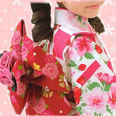 Amazon.co.jp: 下駄付き タグ付き 松田聖子 浴衣 いちご 花柄 苺