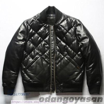 【新品】メンズ本革レザーダウンジャケット(リバーシブル) 新品】メンズ本革レザーダウンジャケット(リバーシブル)