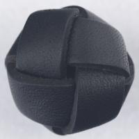 本革ボタン (黒) 25mm 1個入 (裏・金属足) 天然素材 (レザーボタン 