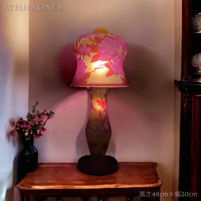 【証明書付】高さ29cm 幅17cm エミールガレ ランプ カメオ彫 証明書付】高さ29cm 幅17cm エミールガレ ランプ カメオ彫