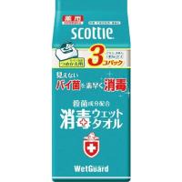 日本製紙クレシア スコッティ 消毒ウェットタオル　ウェットガード　ボックス　４０枚　詰め替え用　３コパック【120枚】 | 日用品・生活雑貨の店 カットコ