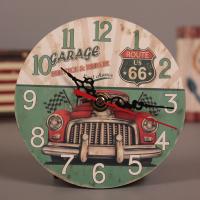 希少品！70sアメリカアンティーク1970年汽車の鉄製壁掛け　USAヴィンテージ 輸入雑貨 ミラー ウォールクロック RT 66 RED Historic Car