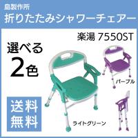 折りたたみシャワーチェアー 楽湯7550ST ライトグリーン/パープル 島製作所 | 介護用品のお店 あったかレンタル