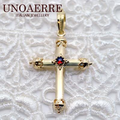 ウノアエレ 925 十字架 ペンダントトップ UNOAERRE（ウノアエレ） クロス ペンダントトップ K18ゴールド 1.3g