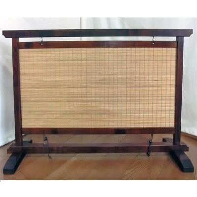 伝統結界和風簾調衝立　ダークブラウン木簾タペストリー１枚式衝立 衝立間仕切り 1枚式屏風 ブラウンフレーム ダークブラウン木簾