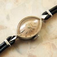 ROLEX(ロレックス) レディース アーモンド ホワイトゴールド アンティーク 14KWG 金無垢 カットガラス 時計 